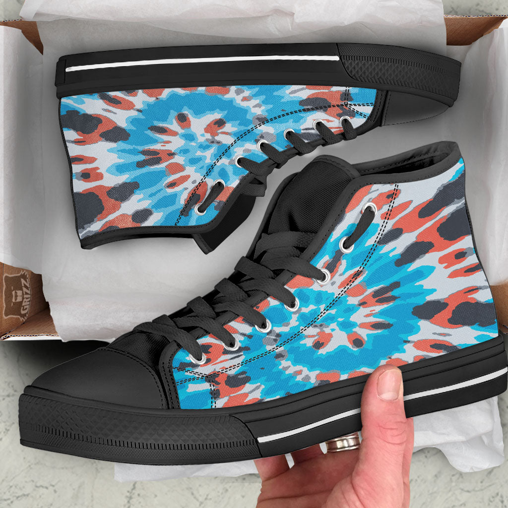 Tie Dye Blue And Orange Print High Top Shoes-grizzshop
