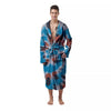 Tie Dye Blue And Orange Print Men's Robe-grizzshop