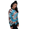 Tie Dye Blue And Orange Print Women's Bomber Jacket-grizzshop