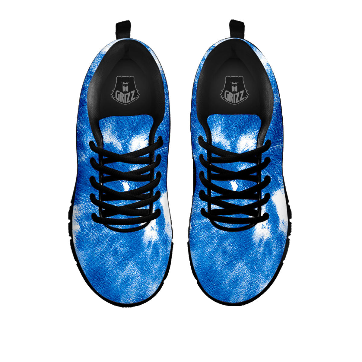 Tie Dye Blue And White Print Black Sneaker-grizzshop