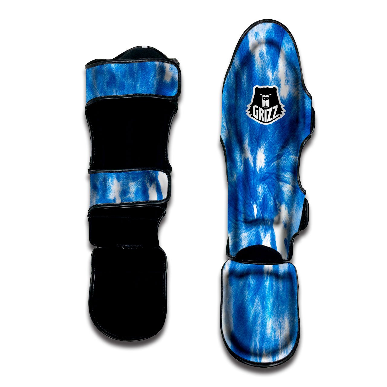 Tie Dye Blue And White Print Muay Thai Shin Guards-grizzshop