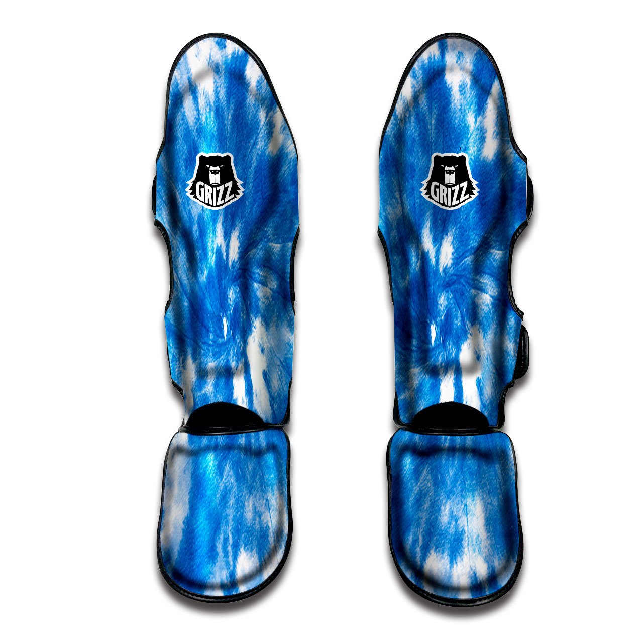 Tie Dye Blue And White Print Muay Thai Shin Guards-grizzshop