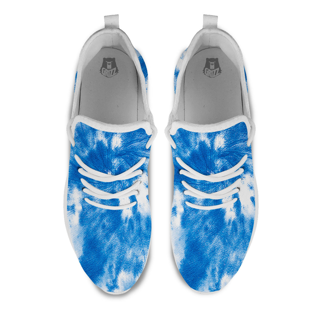 Tie Dye Blue And White Print White Athletic Shoes-grizzshop