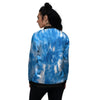 Tie Dye Blue And White Print Women's Bomber Jacket-grizzshop