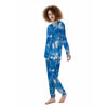 Tie Dye Blue And White Print Women's Pajamas-grizzshop