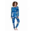 Tie Dye Blue And White Print Women's Pajamas-grizzshop