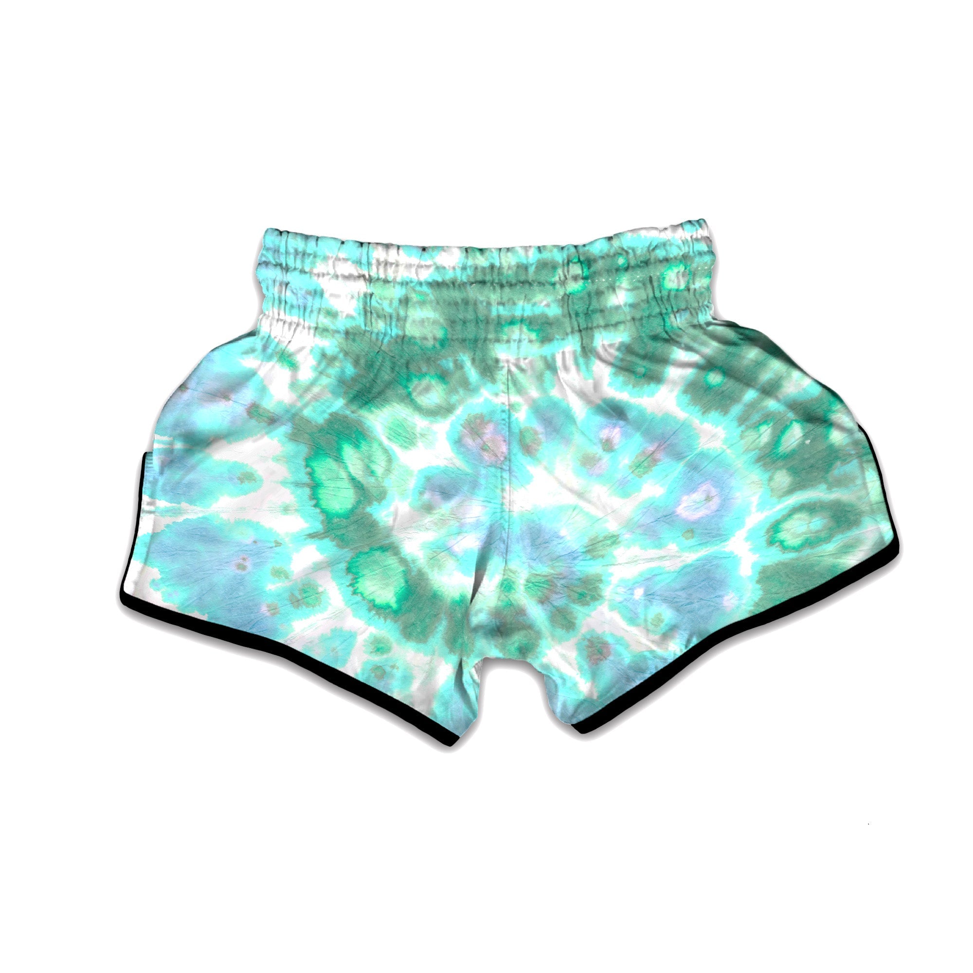 Tie Dye Blue Green And White Print Muay Thai Boxing Shorts-grizzshop