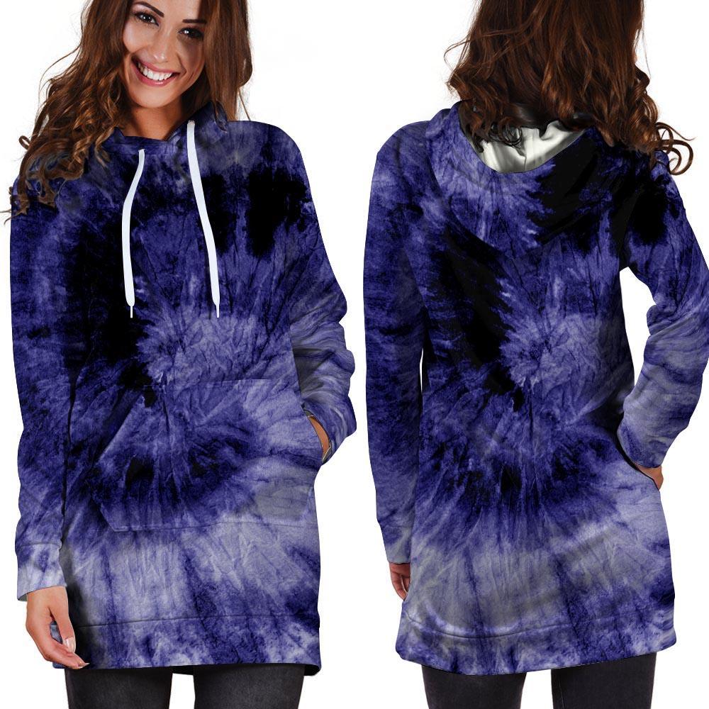 Tie Dye Blue Hoodie Dress-grizzshop