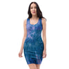 Tie Dye Blue Print Bodycon Dress-grizzshop