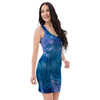 Tie Dye Blue Print Bodycon Dress-grizzshop