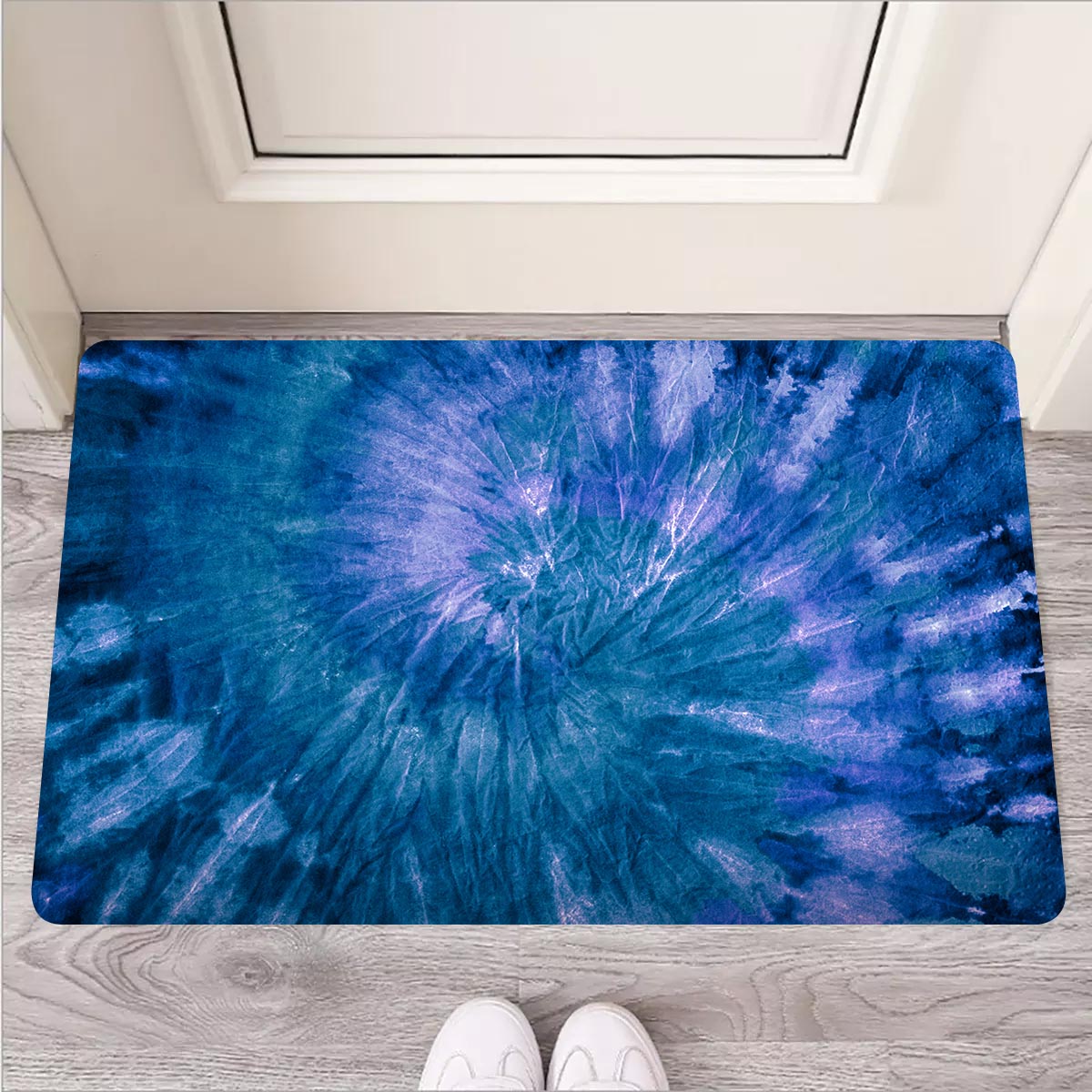 Tie Dye Blue Print Door Mat-grizzshop