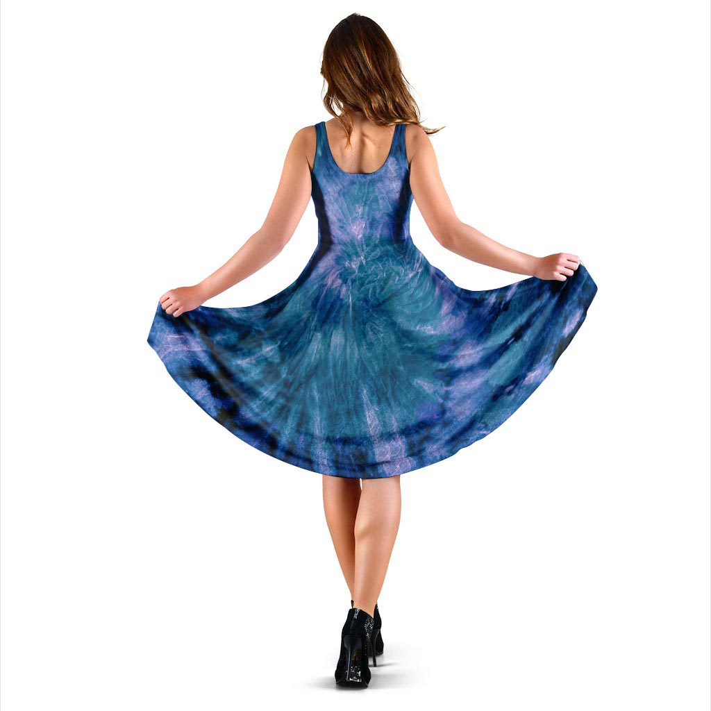 Tie Dye Blue Print Dress-grizzshop