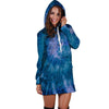 Tie Dye Blue Print Hoodie Dress-grizzshop