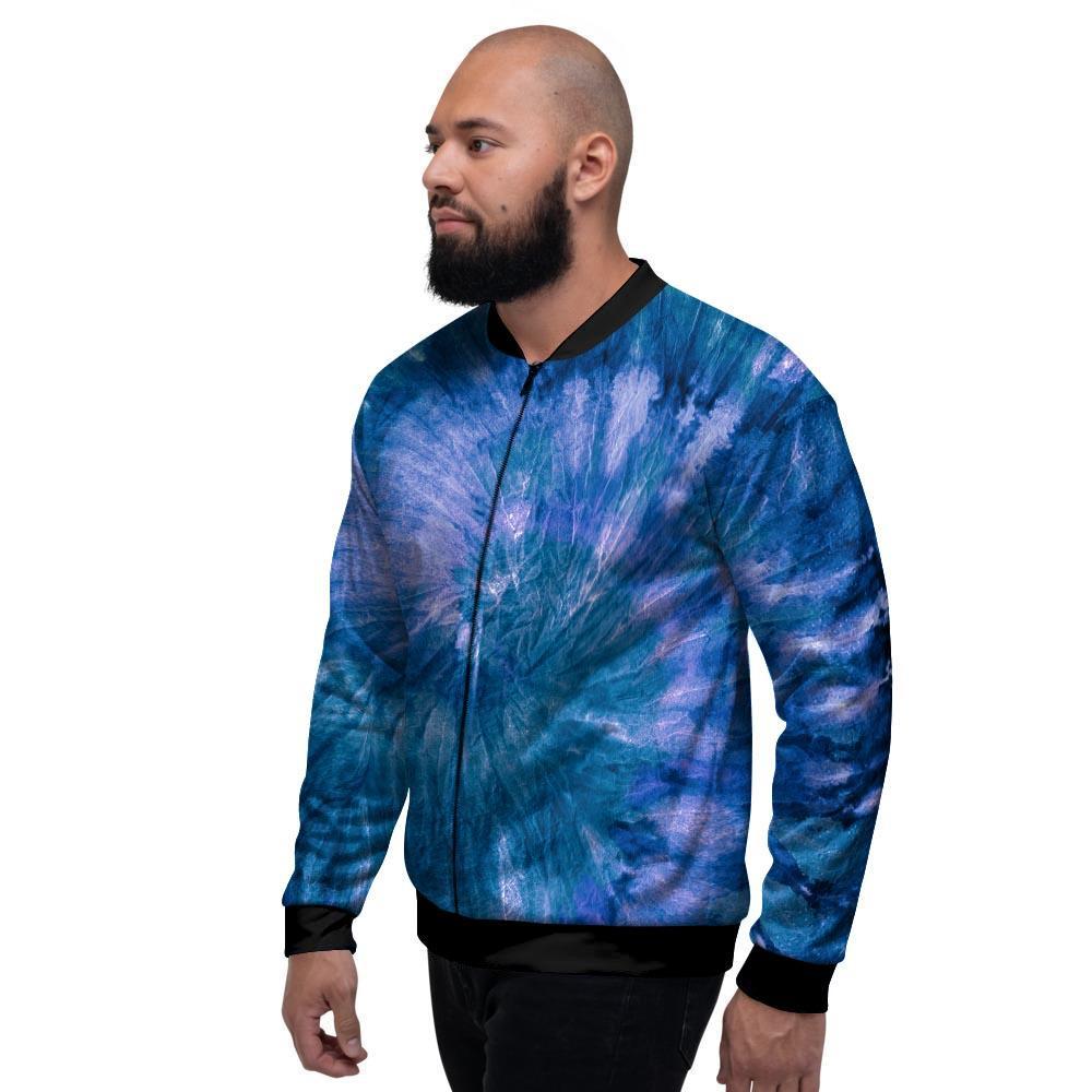 Tie Dye Blue Print Men's Bomber Jacket-grizzshop