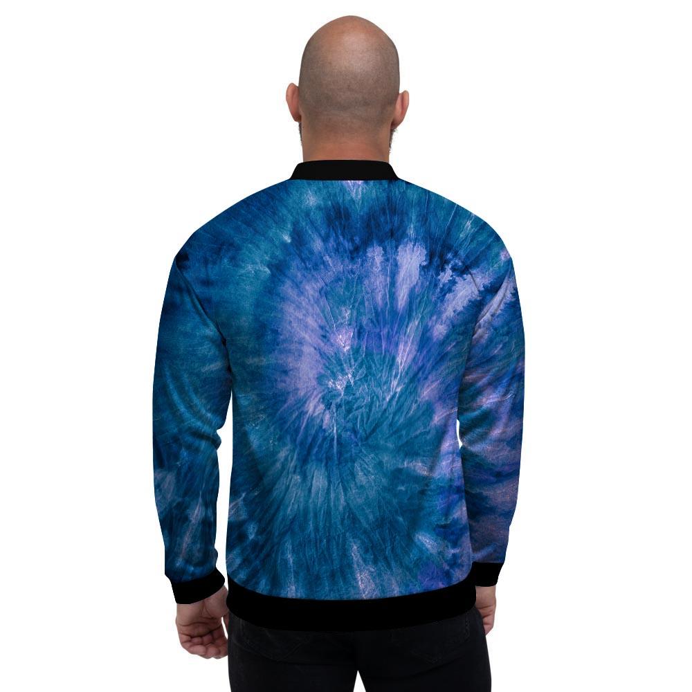 Tie Dye Blue Print Men's Bomber Jacket-grizzshop