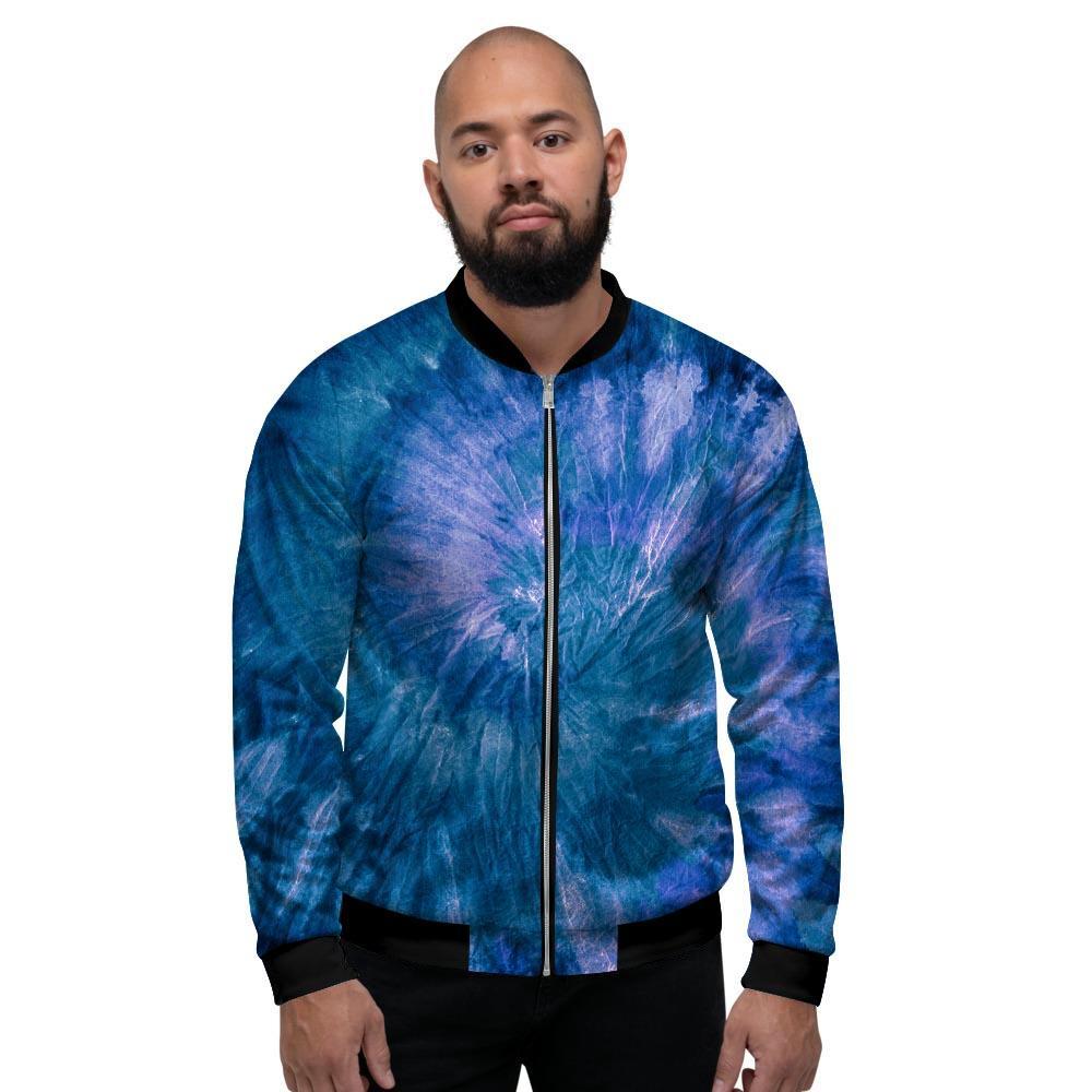 Tie Dye Blue Print Men's Bomber Jacket-grizzshop