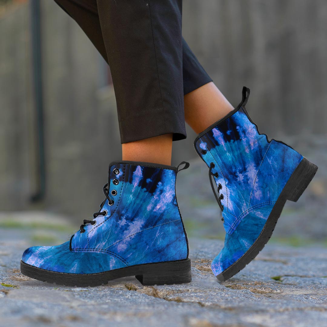 Tie Dye Blue Print Men's Boots-grizzshop