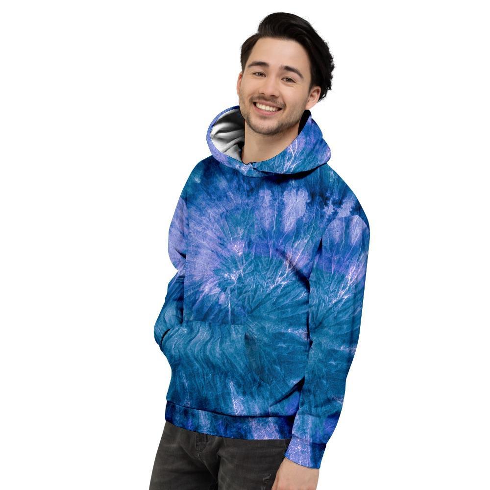 Tie Dye Blue Print Men's Hoodie-grizzshop