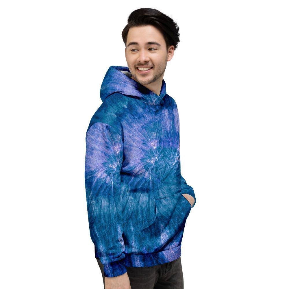 Tie Dye Blue Print Men's Hoodie-grizzshop