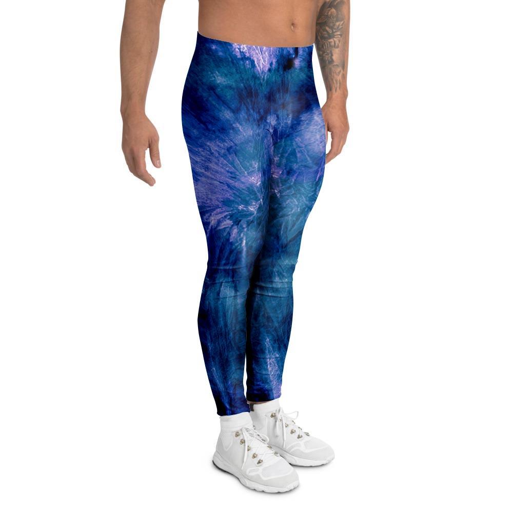 Tie Dye Blue Print Men's Leggings-grizzshop