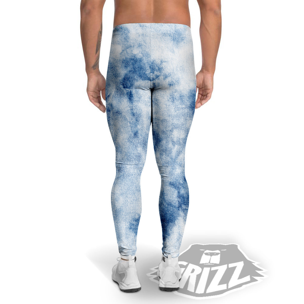 Tie Dye Blue Print Men's Leggings-grizzshop
