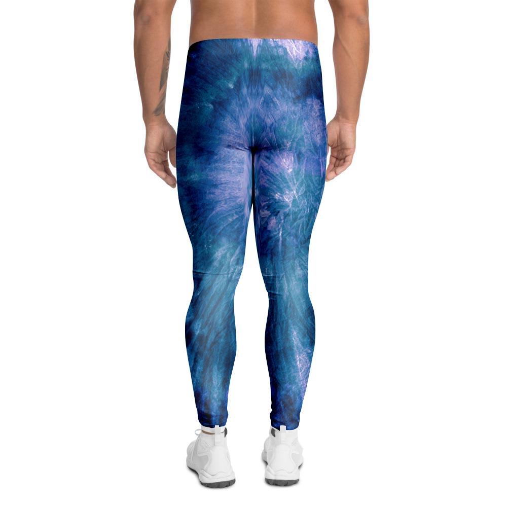 Tie Dye Blue Print Men's Leggings-grizzshop