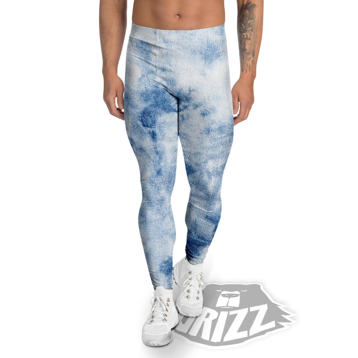 Tie Dye Blue Print Men's Leggings-grizzshop