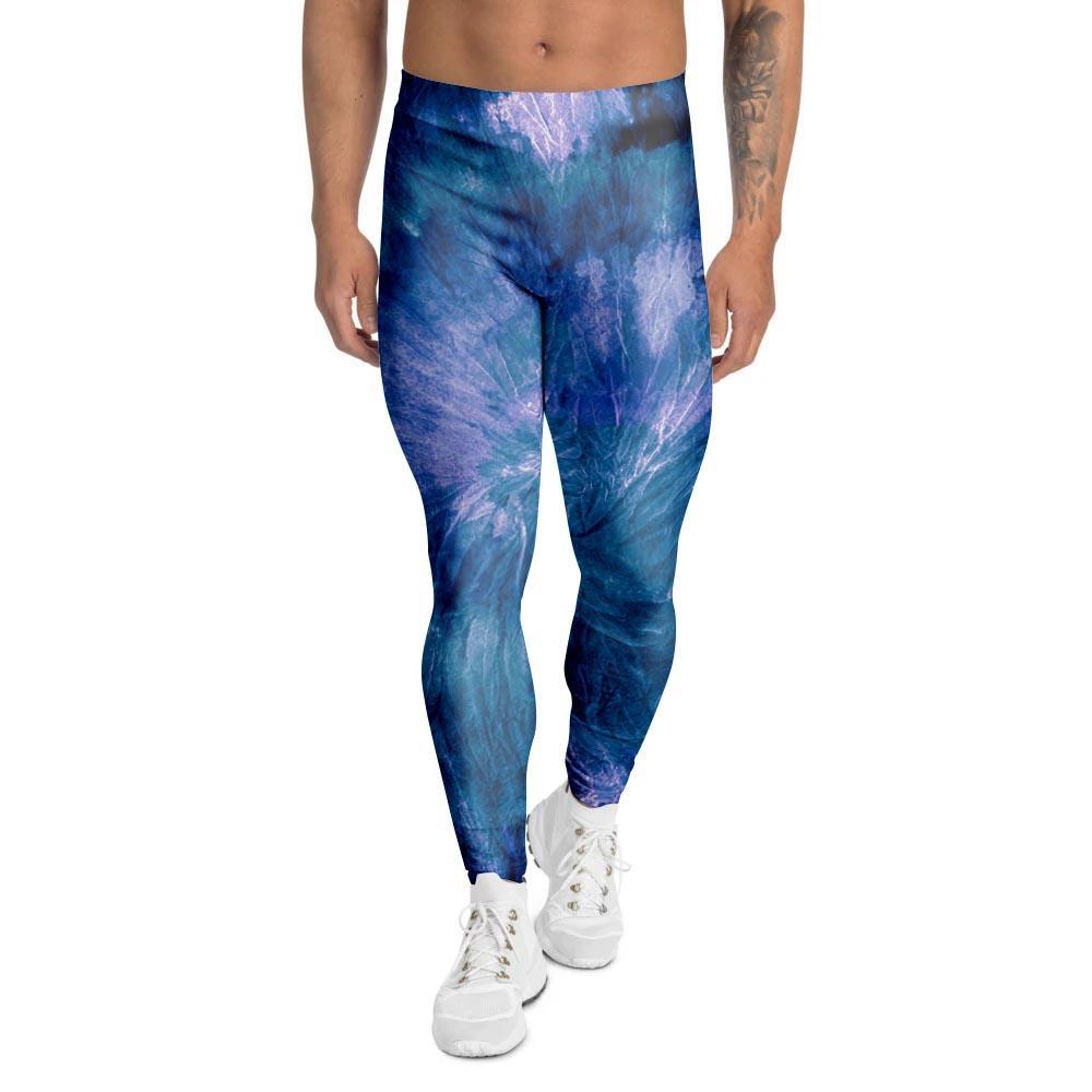 Tie Dye Blue Print Men's Leggings-grizzshop