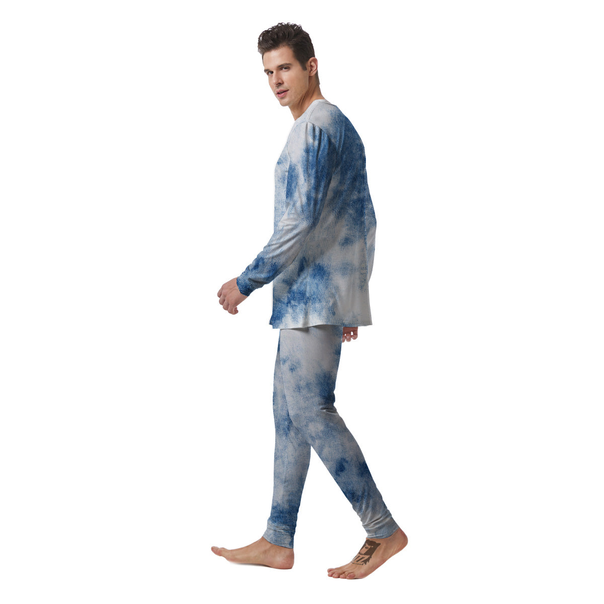 Tie Dye Blue Print Men's Pajamas-grizzshop