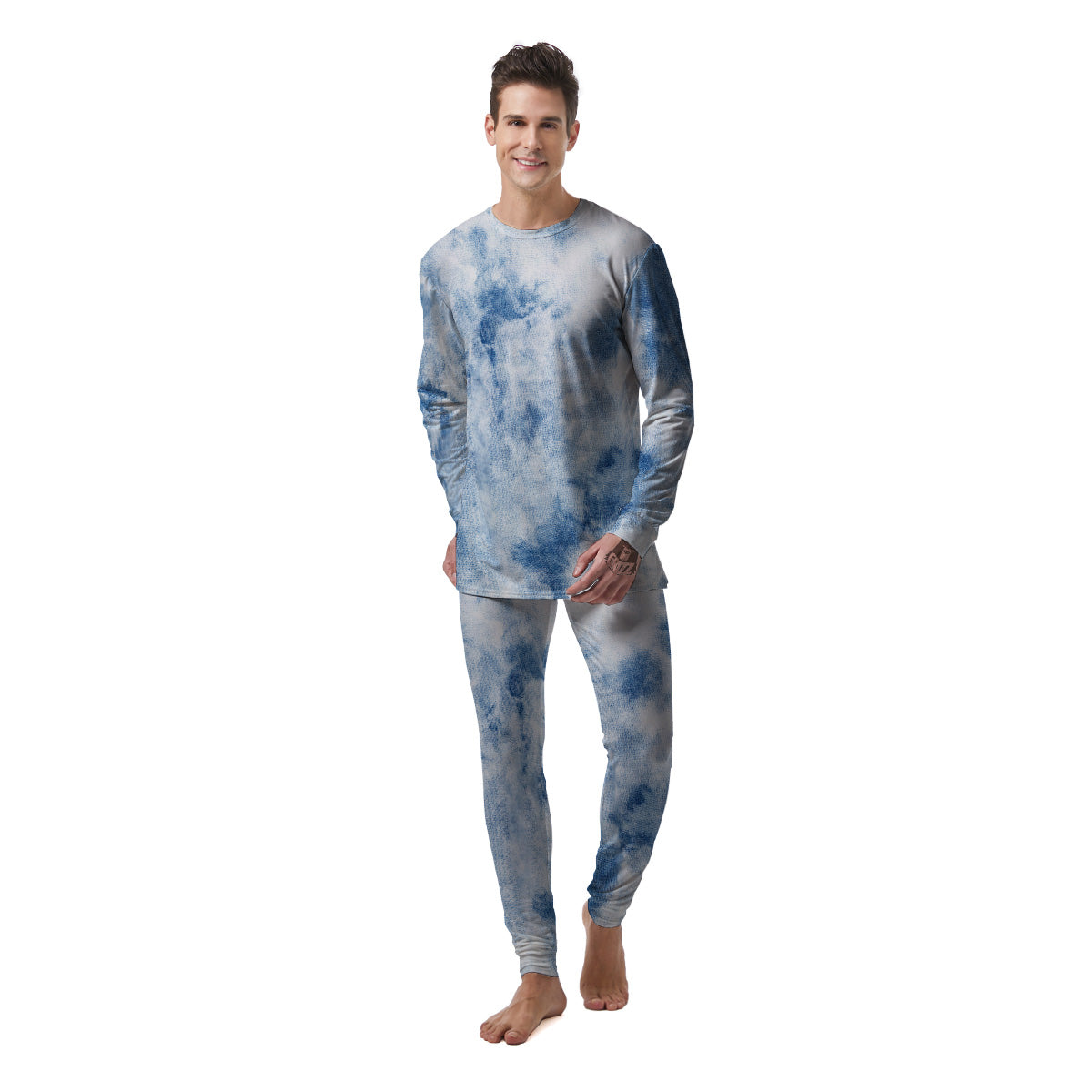 Tie Dye Blue Print Men's Pajamas-grizzshop