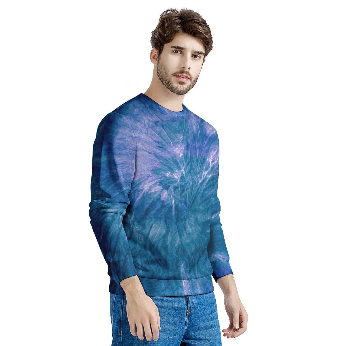 Tie Dye Blue Print Men's Sweatshirt-grizzshop