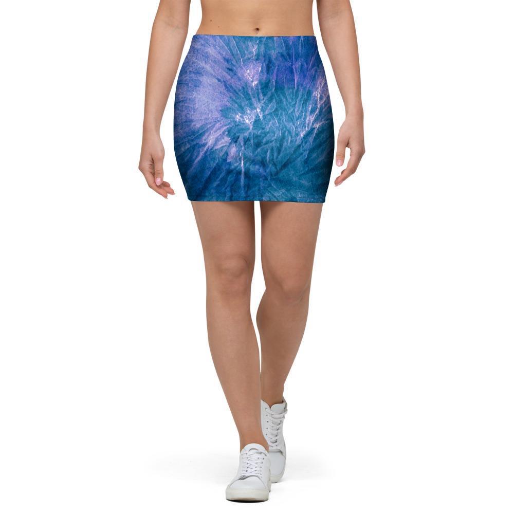 Tie Dye Blue Print Mini Skirt-grizzshop