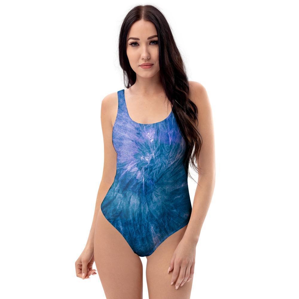 Tie Dye Blue Print One Piece Swimsuite-grizzshop