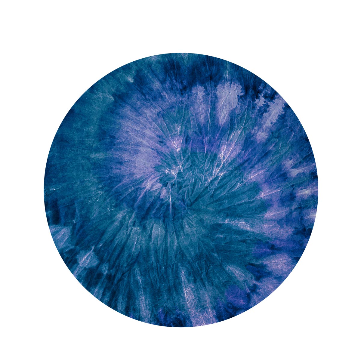 Tie Dye Blue Print Round Rug-grizzshop