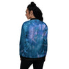 Tie Dye Blue Print Women's Bomber Jacket-grizzshop