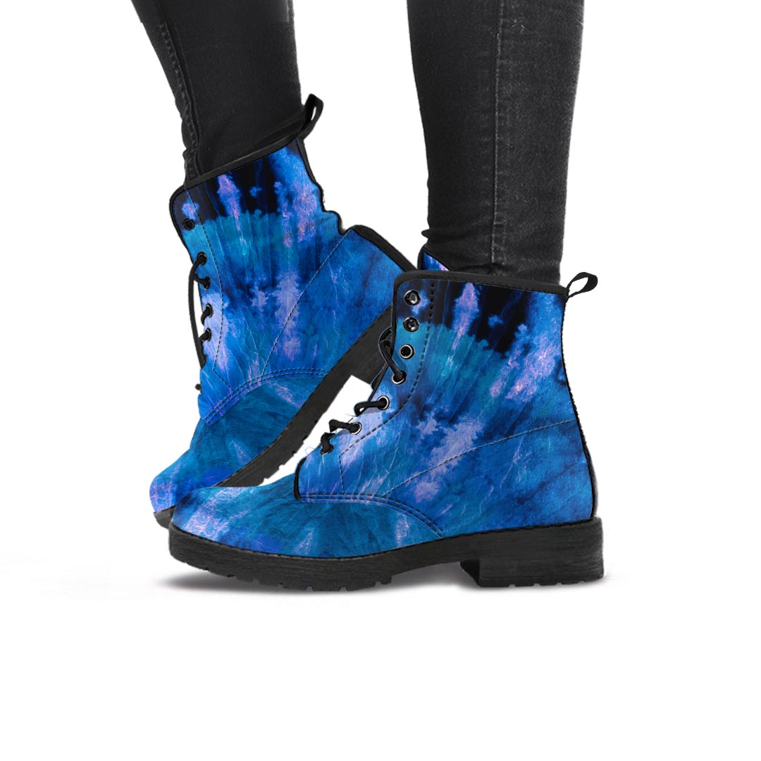 Tie Dye Blue Print Women's Boots-grizzshop