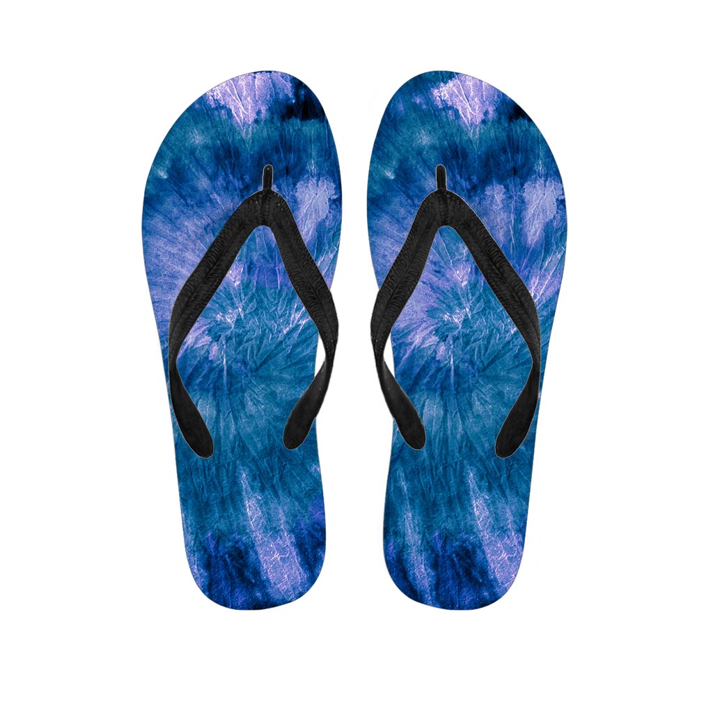 Tie Dye Blue Print Women's Flip Flops-grizzshop