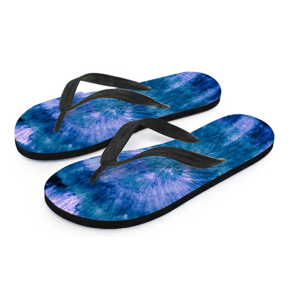 Tie Dye Blue Print Women's Flip Flops-grizzshop