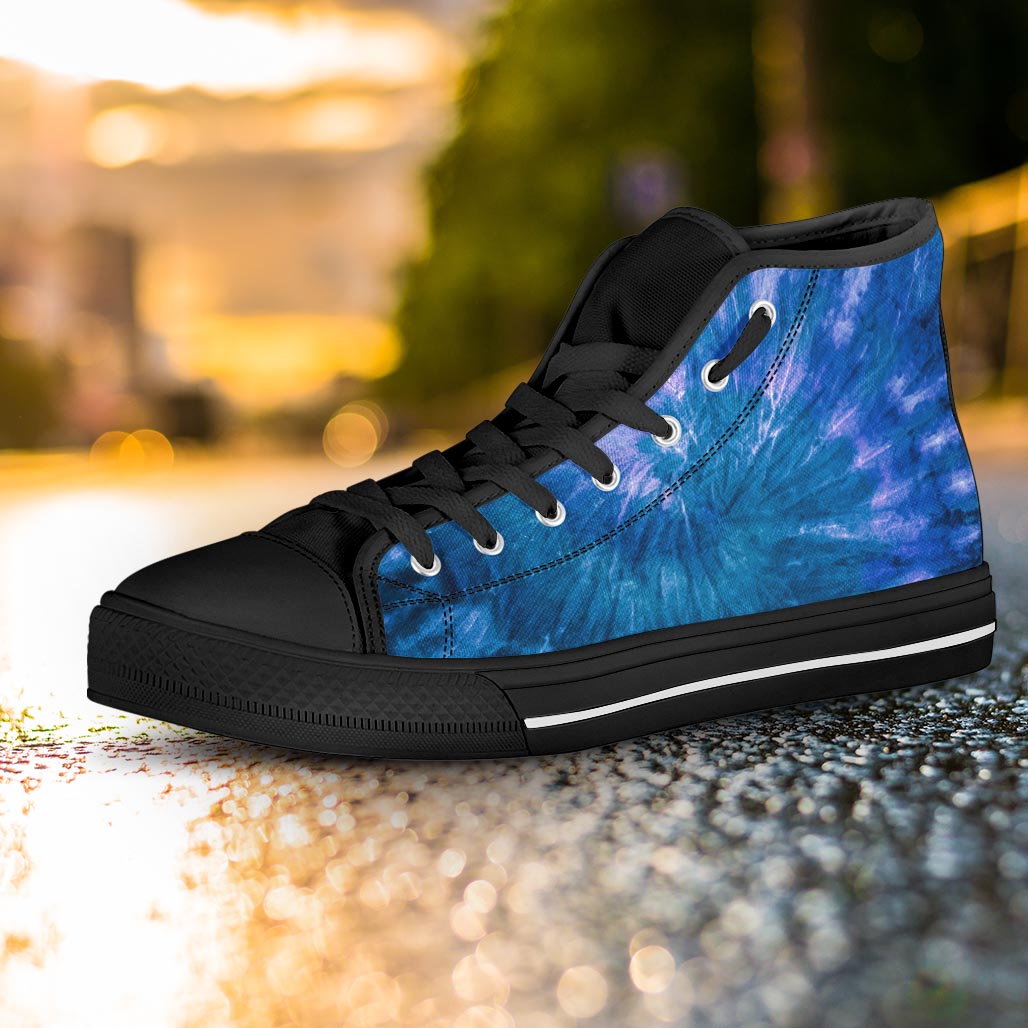 Tie Dye Blue Print Women's High Top Shoes-grizzshop