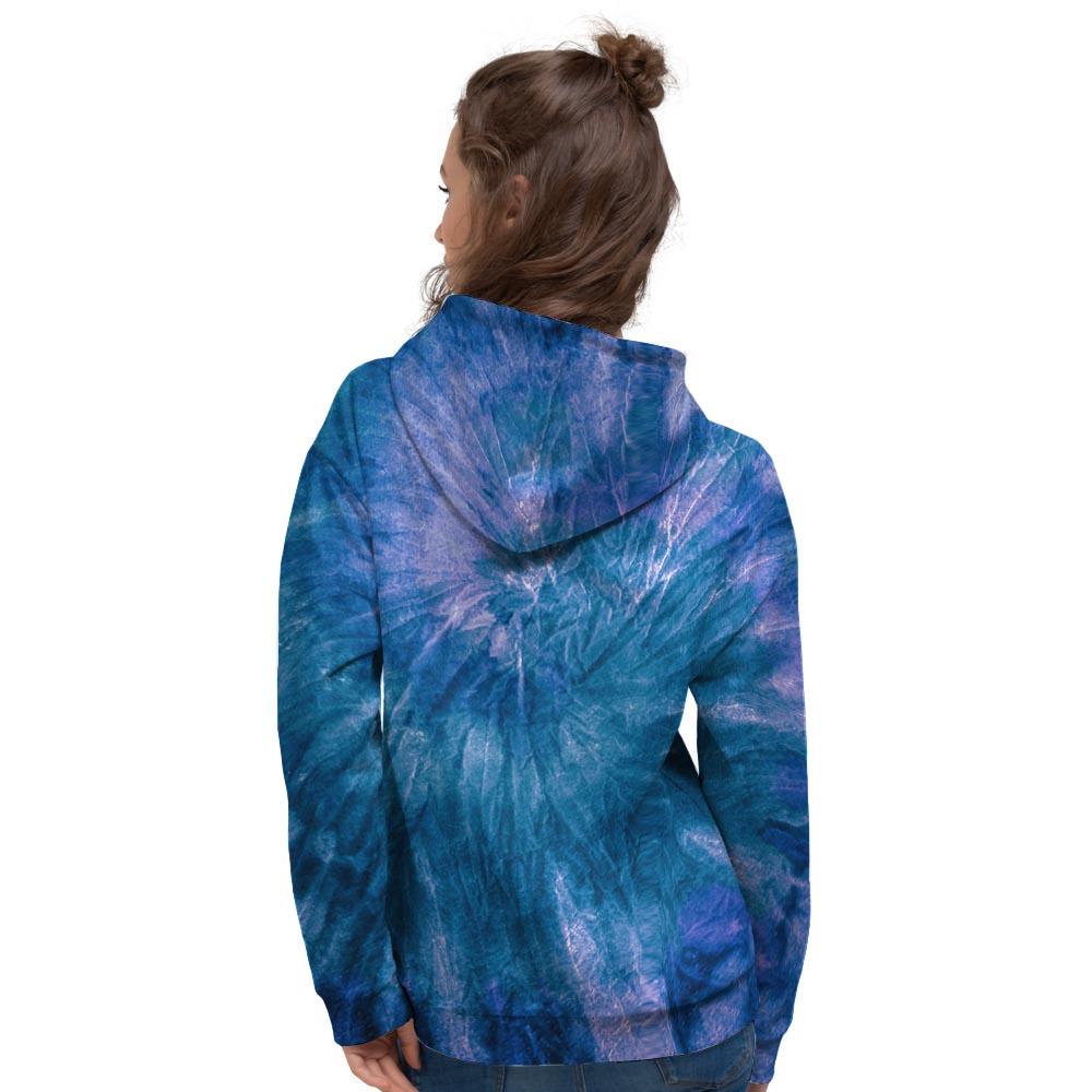 Tie Dye Blue Print Women's Hoodie-grizzshop