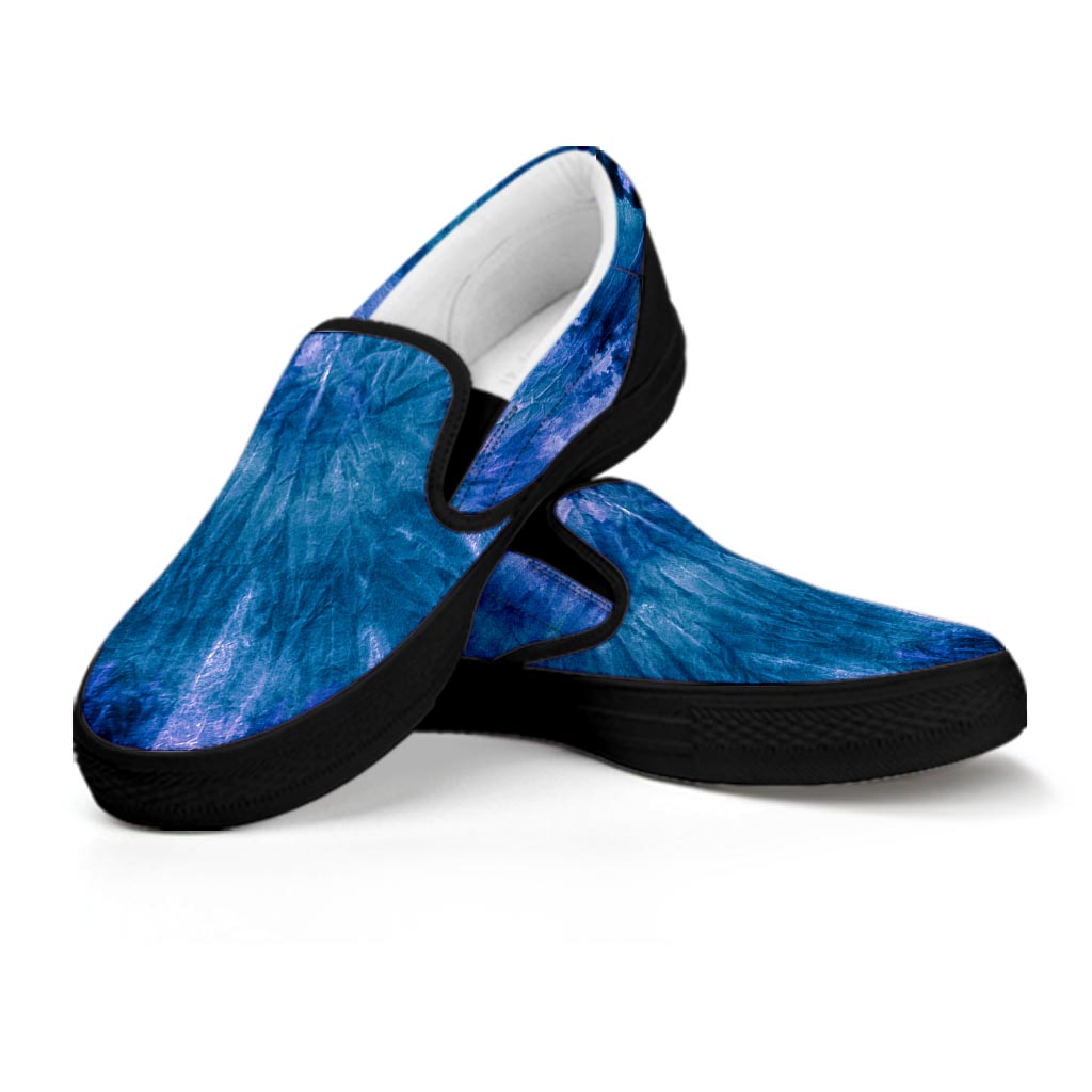 Tie Dye Blue Print Women's Slip On Sneakers-grizzshop