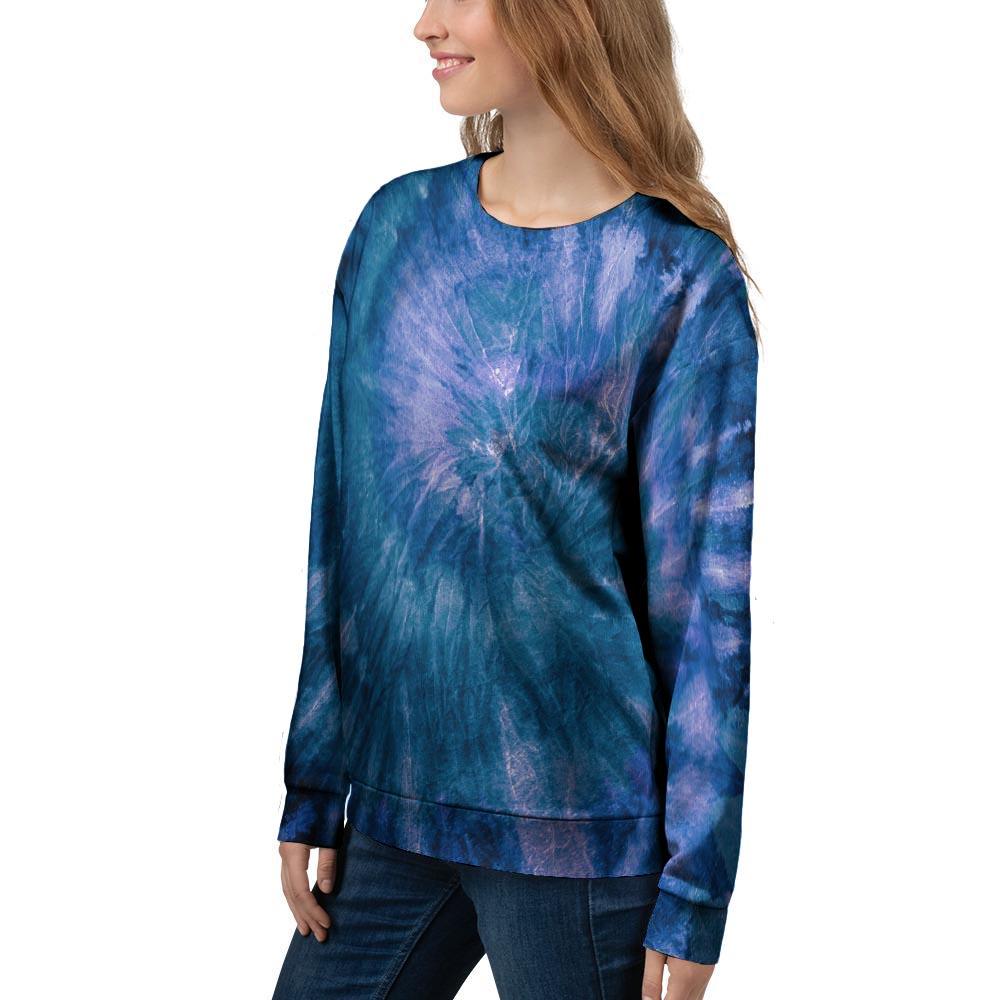 Tie Dye Blue Print Women's Sweatshirt-grizzshop