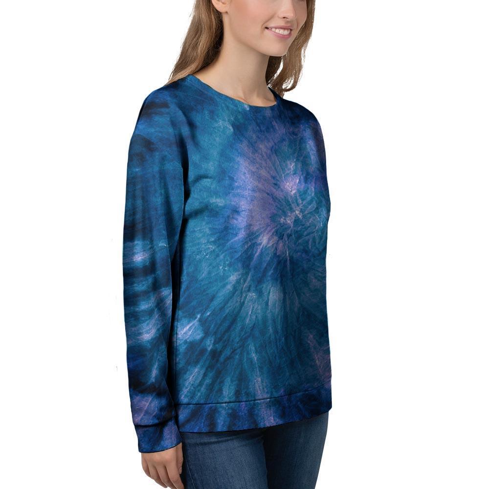 Tie Dye Blue Print Women's Sweatshirt-grizzshop