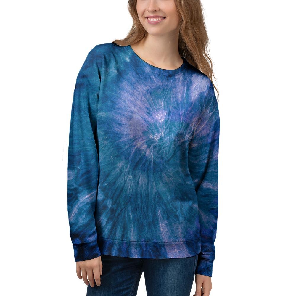 Tie Dye Blue Print Women's Sweatshirt-grizzshop