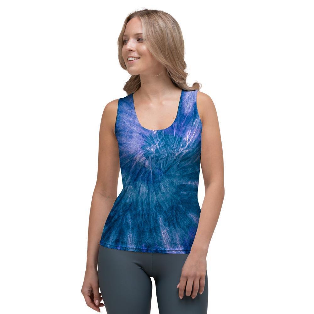 Tie Dye Blue Print Women's Tank Top-grizzshop