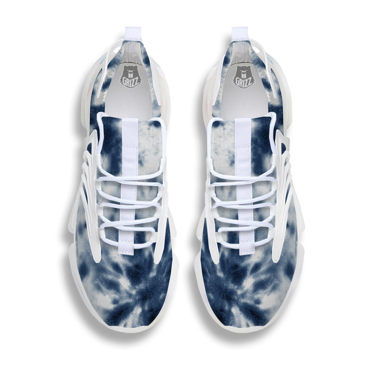 Tie Dye Blue Shibori Print White Gym Shoes-grizzshop