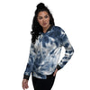 Tie Dye Blue Shibori Print Women's Bomber Jacket-grizzshop