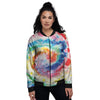 Tie Dye Bright Spiral Print Women's Bomber Jacket-grizzshop