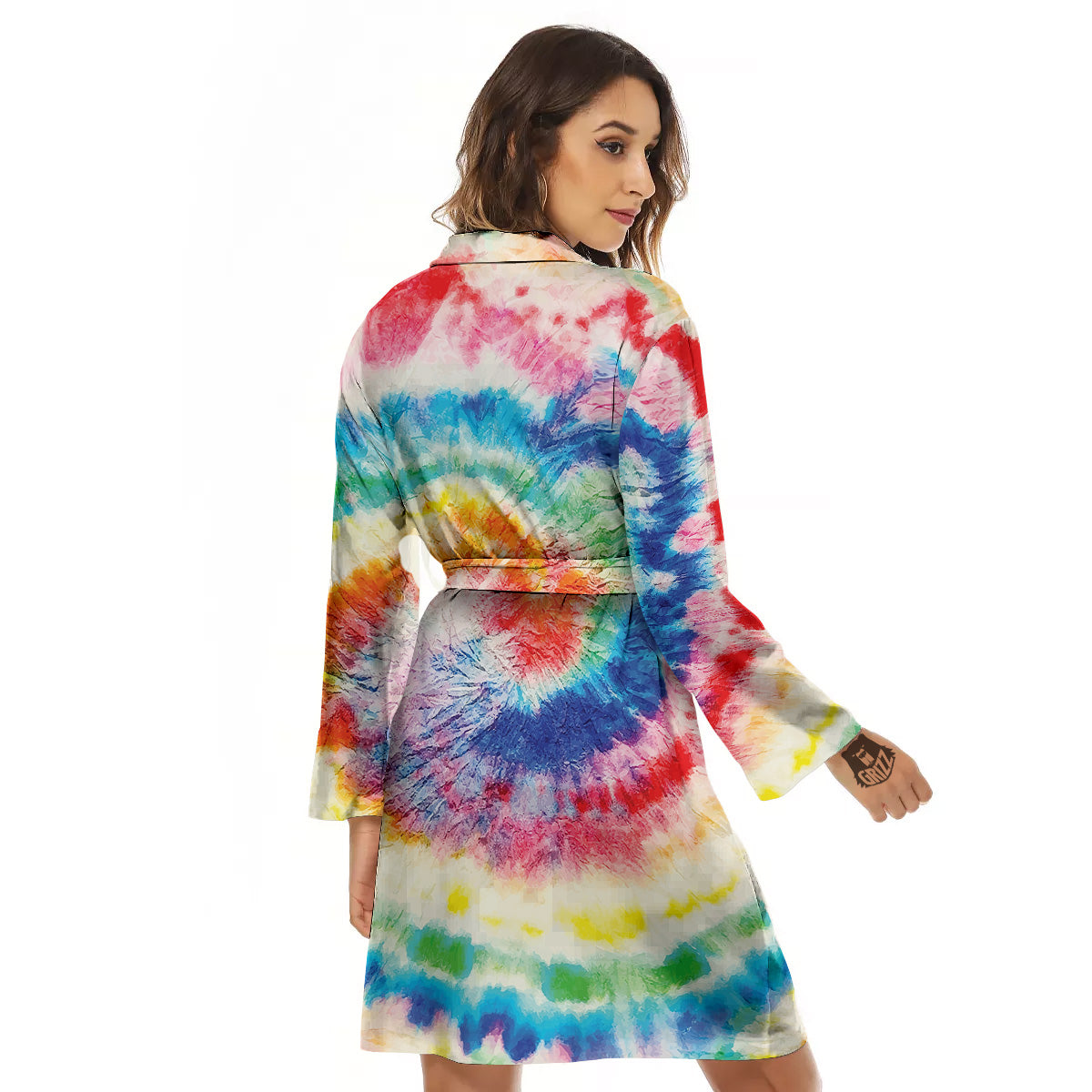 Tie Dye Bright Spiral Print Women's Robe-grizzshop