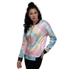 Tie Dye Bright Swirl Print Women's Bomber Jacket-grizzshop